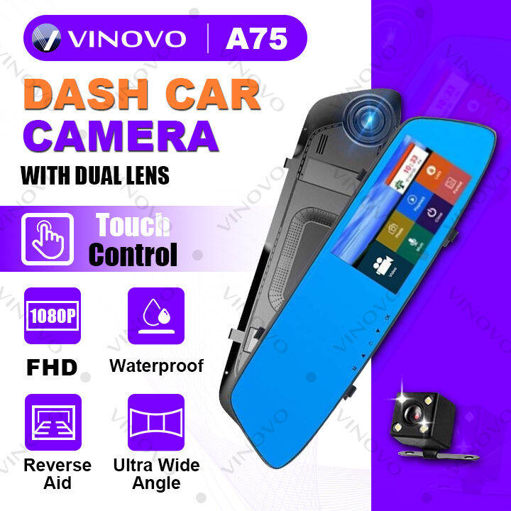 VINOVO Full HD 1080P Touch Screen Car Video Camera with Dual Lens for