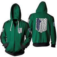 Anime Attack On Titan Unisex คอสเพลย์เครื่องแต่งกาย Hoodie Scouting Legion Hooded Jacket Coat Sweatshirt Sportwear