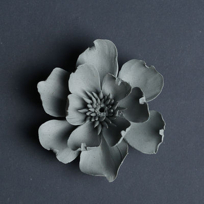 Lotus Flower Ceramic Incense Stick Holder Censer Garden Zen Chinese Incense Burner Home Decorative Grey