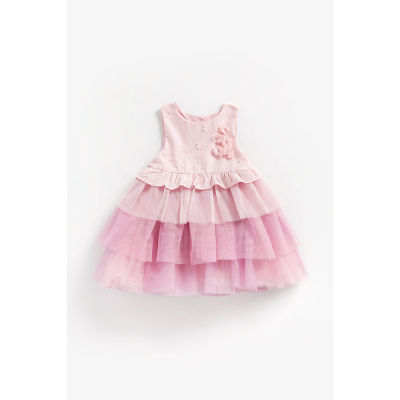 ชุดเดรสเด็กผู้หญิง Mothercare ombre pink tulle dress with corsage flowers ZC784