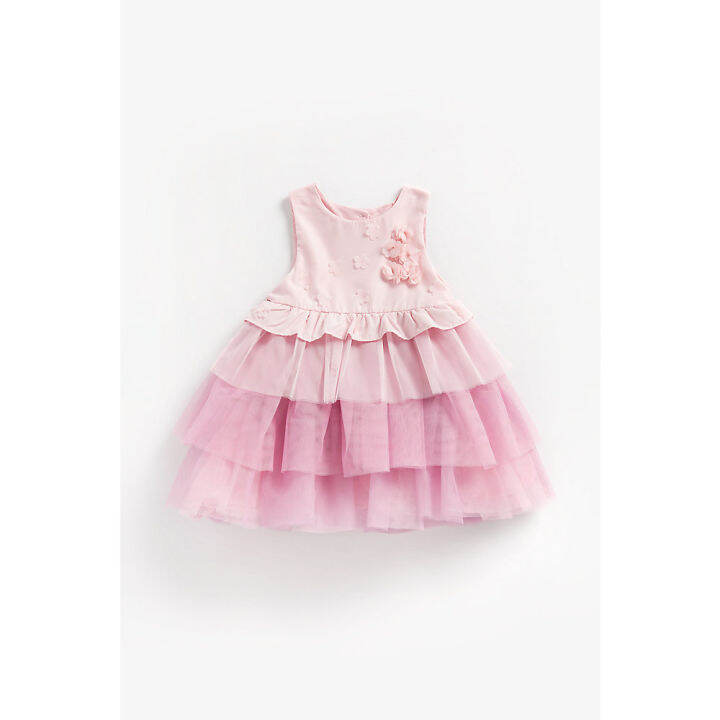 ชุดเดรสเด็กผู้หญิง-mothercare-ombre-pink-tulle-dress-with-corsage-flowers-zc784