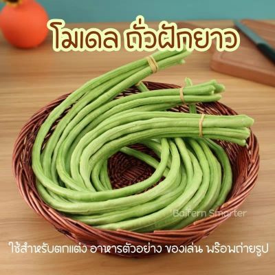 ถั่วฝักยาวปลอม​ ผักปลอม ผักผลไม้ปลอม สำหรับตกแต่งร้านอาหาร แต่งบ้าน แต่งร้านค้า ตกแต่งห้องครัว ตู้โชว์อาหาร