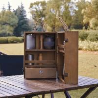 Outdoor Wood Camping Condiment Storage Box Seasoning Organizer