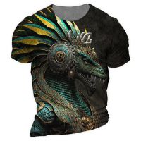 ฤดูร้อนสัตว์พิมพ์เสื้อยืด Dragon Tiger Beast 3D พิมพ์เสื้อยืดส่วนบุคคลหลวม ๆ ด้านบนผู้ชายแห้งเร็วแขนสั้นเสื้อผ้า XS-5XL