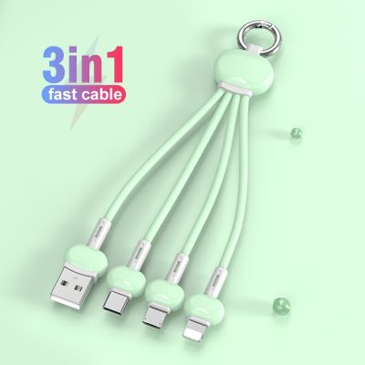 Chaunceybi 2.4A 3 In 1 USB/Type C/8 Pin Charger Cable iPhone 13 12 P40 S10 Charging Cord Kable