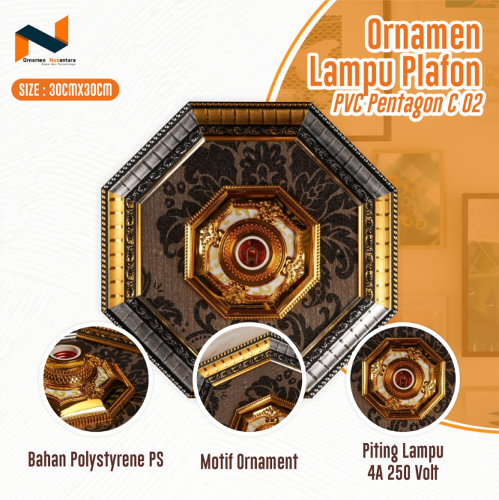 Ornamen Lampu Plafon Pvc Gypsum Grc Motif Terbaru C X Cm Fiting Hiasan Lis Bingkai Ternit