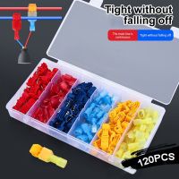 120 PCS Bag Box Crimp Terminal T Type Terminal Block Cable Connectors Electric Wire Connector Electrical Terminal Block