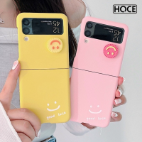 3D HOCECute เคสโทรศัพท์หน้า Smie สำหรับ Samsung Galaxy Z Flip 4 3 5G Flip3ผิว Flip4สัมผัสนุ่มกรอบซิลิโคลนกันกระแทก