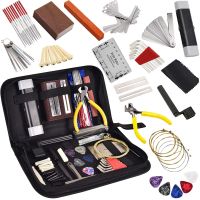 72PCS Guitar Tool Kit Professional Guitar Repairing Kit with Guitar Strings Picks Bridge Pins Gauge Guitar Bass Accessories