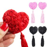 Pair Milk Paste Rose Women Tassel Flower Heart Tails Pastes Breast Bra Nipple Cover Adhesive Erotic lingerie Stickers Woman