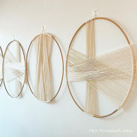 Creative Gold Hoop รอบผ้าฝ้ายตกแต่งผนัง Macrame แขวนผนัง Tapestry Hand ทอ Nordic สไตล์เรียบง่าย Room House Decor