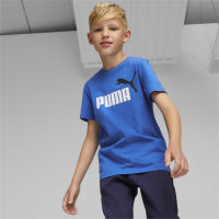 PUMA KIDS - เสื้อยืดคอกลมเด็กโต Essentials+ Two-Tone Logo Tee สีฟ้า - APP - 58698548