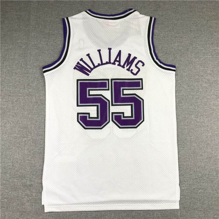 เสื้อเจอร์ซีย์คอกลมnba-lelaki-bola-แซคราเมนโตราชา-ราชา-55-jason-williams-m-amp-nวินเทจ