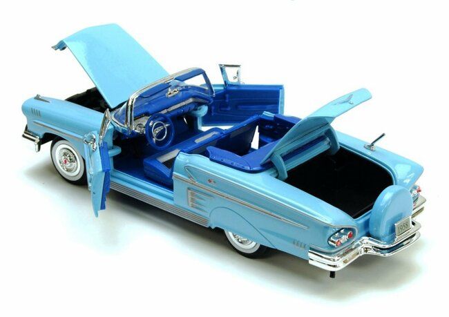 โมเดลรถคลาสสิค-motor-max-no-73200ac-1958-chevy-impala-รุ่น-blue-elegant-อัตราส่วน-1-24-จำลองเหมือนจริง-ผลิตจากโลหะผสม-diecast-model