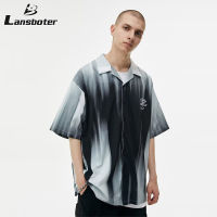 Lansboter เสื้อแขนสั้นพรีเมี่ยมความรู้สึกดีไซน์ใหม่เสื้อเชิ้ตผู้ชายฤดูร้อน