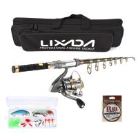 Lixada 99% Carbon Fiber Telescopic Fishing Rod and Reel Combo Full Kit Spinning Fishing Reel Fishing Line Lure Gear Organizer Pole Set