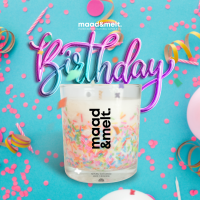 เทียนหอม เค้กวันเกิด กลิ่น Birthday Cake กลิ่นเค้กเนย วานิลลา | ไขถั่วเหลืองแท้ 200g  | maad &amp; melt candle co.