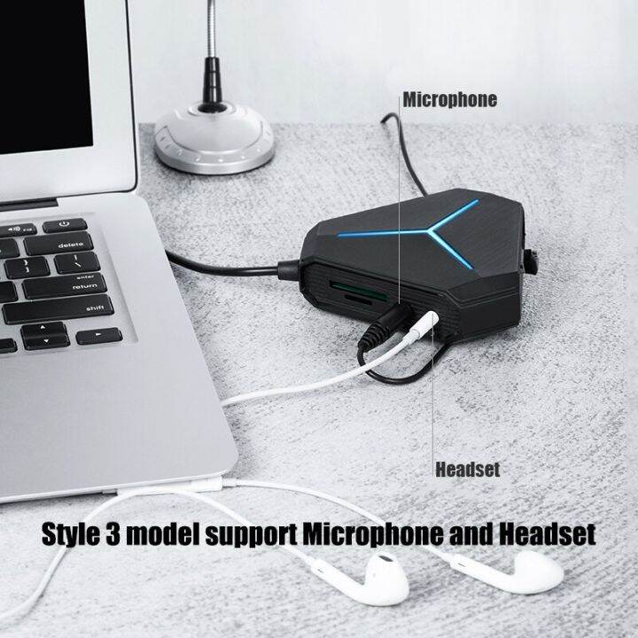 6-port-usb3-0-hub-1m-cable-with-mic-aux-cool-led-indicator-fast-charging-splitter-for-multi-device-desktop-laptop-usb-hubs