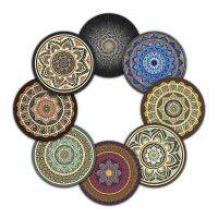 ✙☁ Creative Round Mousepad Persian Ethnic Geometric Pattern Mice Pad Non-Slip Locked Edge Rubber Coaster PC Laptop Mouse Mat