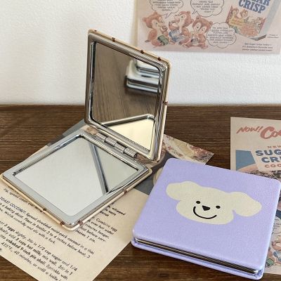 Girls Cute Makeup Mirror Mini Pu Portable Double Side Makeup Mirror Cosmetics Tools Foldable Pocket Small Mirror Magnification Mirrors