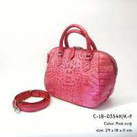 Prang Crocodile Leather Top Handle Bag กระเป๋าถือสตรี กระเป๋าผู้หญิง หนังจระเข้ C-LB-0354H/K-P