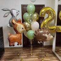 15pcs/set Jungle Deer Rabbit Hedgehog 40inch Gold Number Foil Balloons For Baby Shower Kids Birthday Safari Jungle Party Decors Balloons