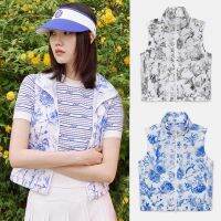 SOUTHCAPE คอตั้งกอล์ฟสำหรับผู้หญิงเสื้อกั๊กกันแดดพิมพ์ลายมีฮู้ดเสื้อกั๊กกันหนาว FootJoy ไข่มุก PXG1 PING1 Mizuno▪☃ความยาว