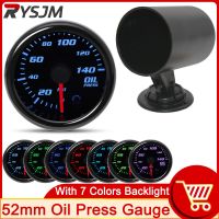 ❦⊙℗ HD 52MM Oil Pressure Gauge with Oil Pressure Sensor NPT1/8 0 140 PSI 7 Colors Backlight Oil Press Car Gasoline Pressure Gauge