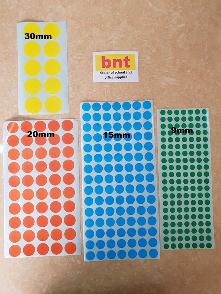Sticky Labels Coloured Labelling Code Dots 15mm Round Blank Price Stickers 