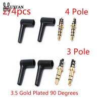 2/4pcs/lot 90 Degrees 3.5mm Stereo Headset Plug Jack 3 4 Pole 3.5 Gold Plated Black Audio Plugs Jack Adaptor Connector Electrical Connectors