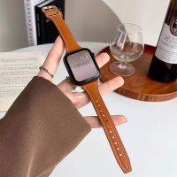 ﺴ☋ Genuine Leather Strap For Apple Watch Ultra 8 7 6 3 4 5 se Small waist Woman Bracelet iWatch 49mm 41mm 45mm 40mm 38mm 42mm 44mm