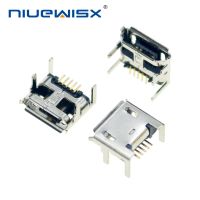 HVJ-10pcs Micro Usb Female Socket 5pin Type B 4 Vertical Legs Soldering Connectors Charging Socket Long Feet 1.8mm