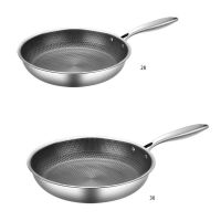 896A Non Stick Stainless Steel Material Wok Pans with Stay with Handle PFOA Free for Home Induction Electric and Gas Cooktops