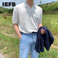 IEFB เสื้อ Kaus Polo Biru แขนสั้นสำหรับผู้ชาย,เสื้อ MODE Korea เสื้อผ้าหน้าร้อนปกลำลอง9Y7197สีทึบ