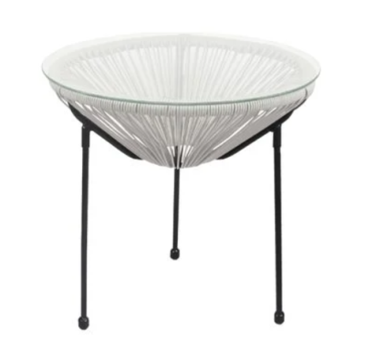 Rattan side table with glass top,(max load 30 kg.) size 50x50x50 cm.