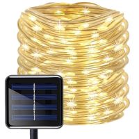 HOT 100 LEDs Solar String Light Waterproof Rope Tube Lights Outdoor Garden Tree Lamp