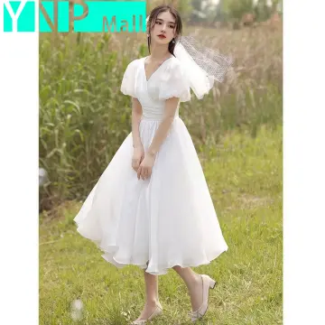 Buy Simple White Dress, Rockabilly Wedding Dress Online in India - Etsy
