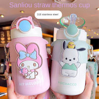 Sanrio หลอดขวดทนความร้อนปราศจาก BPA ความจุมากความจุ570มล.,ของขวัญน่ารักกระบอกน้ำพร้อมสายรัดแบบพกพา