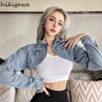 ZZOOI Streetwear Jean Jackets Women Harajuku Vintage Crop Tops Mujer Y2k Clothes Korean Clothes for Teens Fashion Sexy Denim Coat