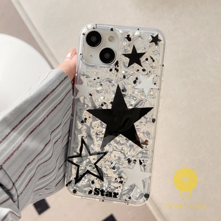 for-เคสไอโฟน-14-pro-max-shining-star-black-silver-เคส-phone-case-for-iphone-14-pro-max-plus-13-12-11-for-เคสไอโฟน11-ins-korean-style-retro-classic-couple-shockproof-protective-tpu-cover-shell