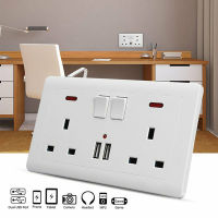 2 13A Charger With Gang White USB Outlet Socket Double Wall Plug