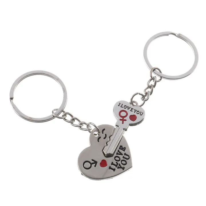 จี้กุญแจโลหะจี้กุญแจคู่พวงกุญแจแต่งงานหัวใจจี้กุญแจฉันห่วงโซ่กุญแจพวงกุญแจพวงกุญแจหัวใจ