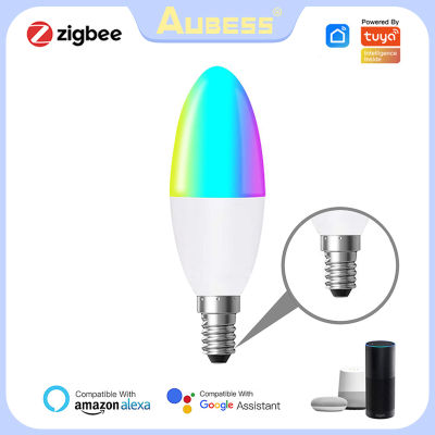 5วัตต์ E14 Zigbee สมาร์ทหลอดไฟ LED เทียนโคมไฟ RGBCW Dimmable จับเวลาเมจิกหลอดไฟทำงานร่วมกับ Tuya สมาร์ทชีวิต APP Alexa Home