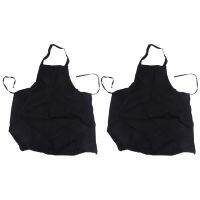 24 Pack Bib Apron - Unisex Black Apron Bulk with 2 Roomy Pockets Machine Washable for Kitchen Crafting BBQ Drawing