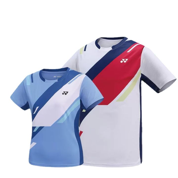 สีฟ้า-yonex-เทนนิสเสื้อยืดการแข่งขันแบดมินตันแขนสั้นเสื้อยืดเสื้อผ้ากีฬาแห้งเร็วย์ด้านบน110213ผู้ชายผู้หญิงโปโล