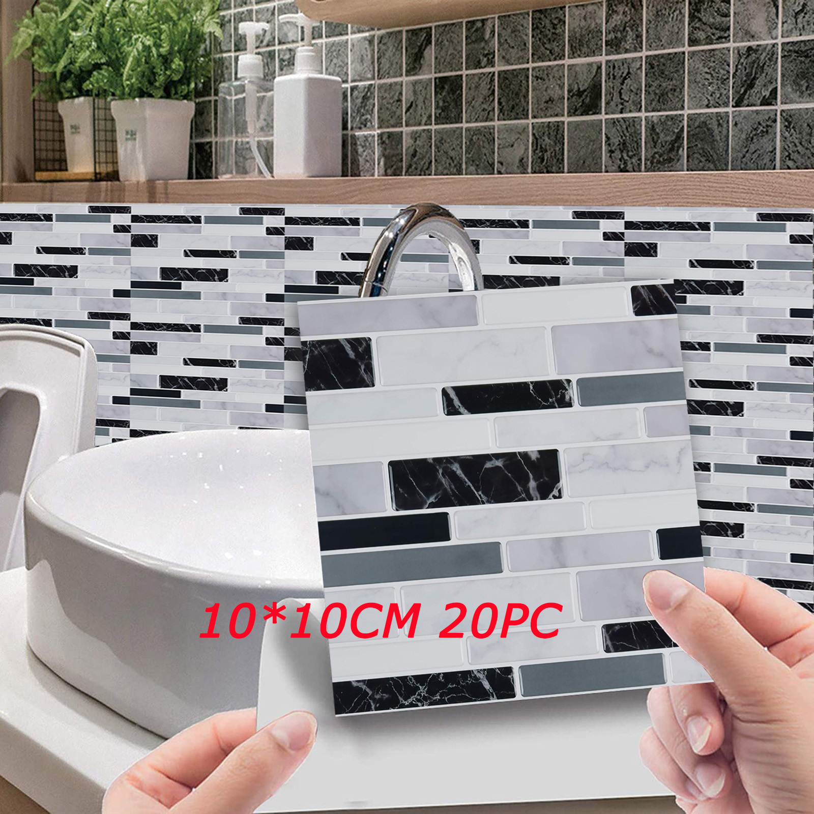 Mosaic Tile Wall Sticker Adhesive Decal Home Kitchen Bathroom Decor Waterproof 