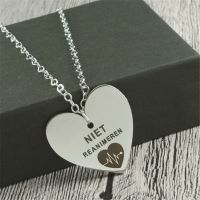 Double Sided Heart Engraving “NIET REANIMEREN” Pendant Necklace Women Charms Stainless Steel Hearts Necklaces For Men Jewelry Fashion Chain Necklaces
