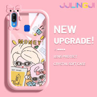 Jjlingji เคสสำหรับ VIVO Y91เคส Y95 Y91i ลายการ์ตูนเด็กผู้หญิงเงินน่ารักสีสันสดใสเลนส์กล้องถ่ายรูปแบบนิ่มสัตว์ประหลาดน้อยซิลิโคนเคสกันกระแทกแบบใสเรียบง่ายเคสป้องกัน