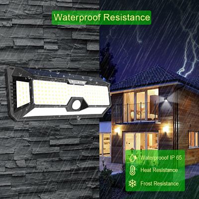 Outdoor Solar Lights Sunlight Powered Super Bright Waterproof 3 Mode 268 LED Street Lamp With Sensor For Patio Garden Decoration