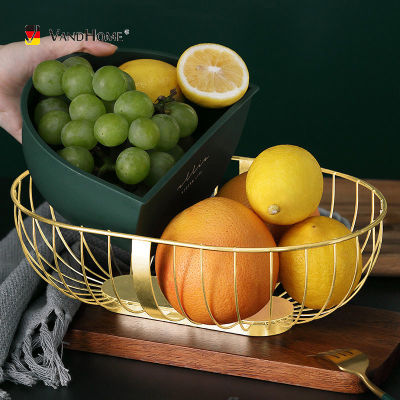 VandHome Metal Fruit Basket Bread Basket Organizer Wire Snack Bread Vegetable Storage Bowls Kitchen Eggs Dessert Holder Storage